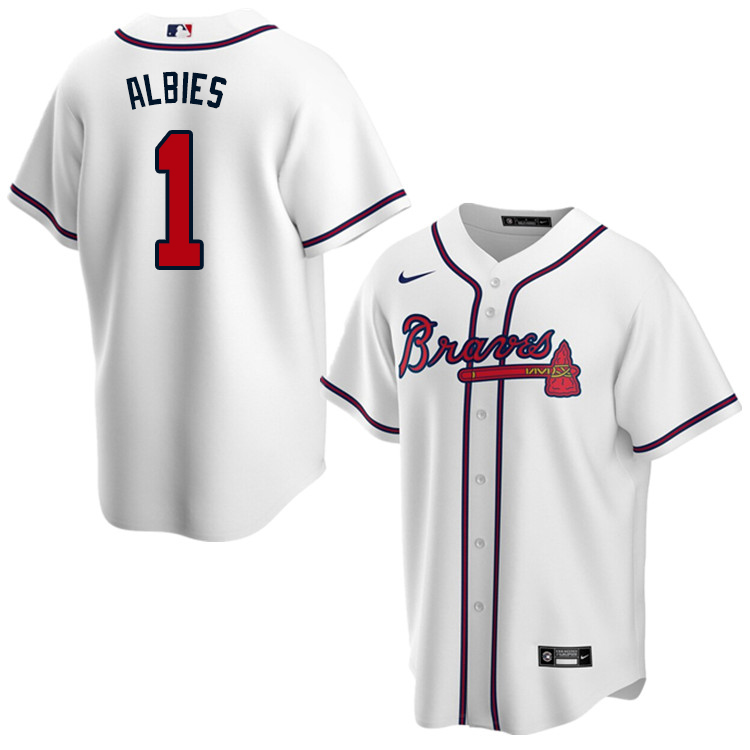 Nike Men #1 Ozzie Albies Atlanta Braves Baseball Jerseys Sale-White